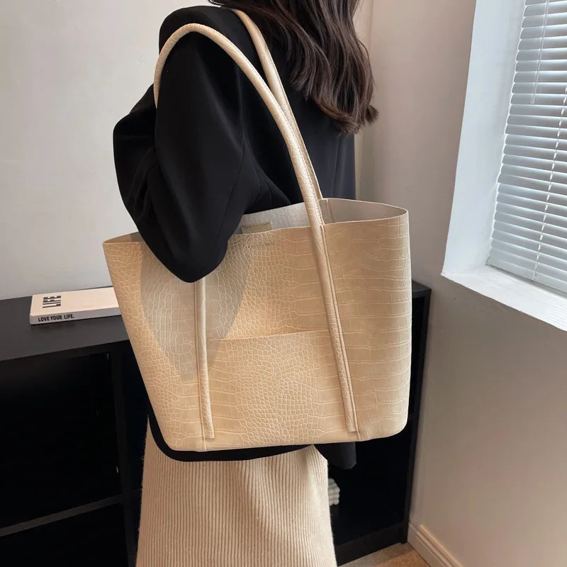 Blanca™ | ブラウン クロコダイル スキン ヴィンテージ ショルダーバッグ